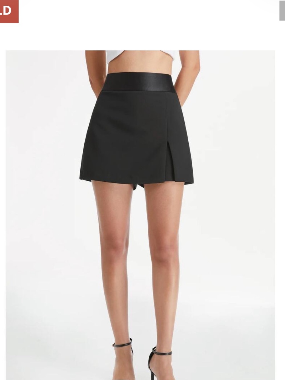 Commense Black High Waisted Satin Band Mini Skort XS NWT